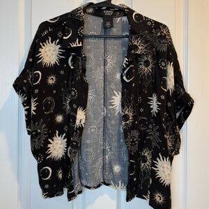 Cosmic Aura Celestial Boxy Girls Woven Button-Up Shirt Size L